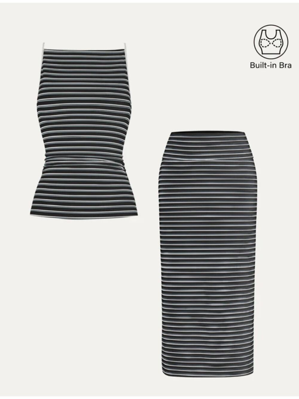 OGL 2Pcs Set Striped Spaghetti Bra Top & Low Rise Striped Midi Skirt Size S NWT